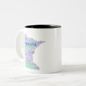 Tasse 2 Couleurs Nuage de mot du Minnesota (Devant gauche)
