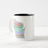 Tasse 2 Couleurs Nuage de mot du Wisconsin (Devant gauche)