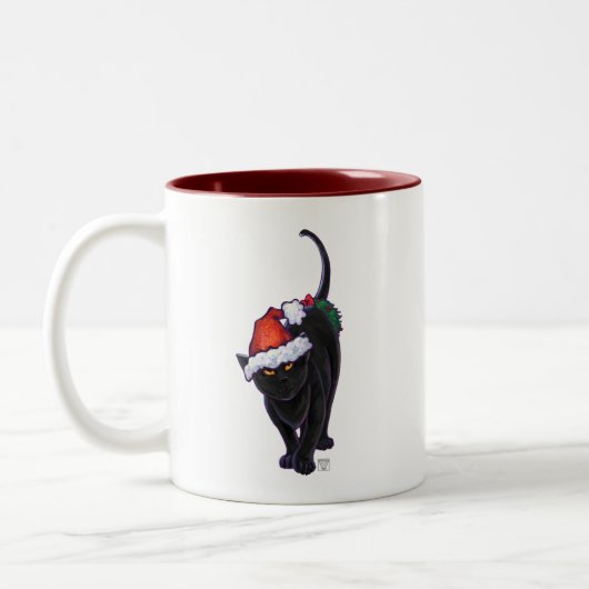 Tasse 2 Couleurs Nuit étoile Noir Chat Noël (Gauche)