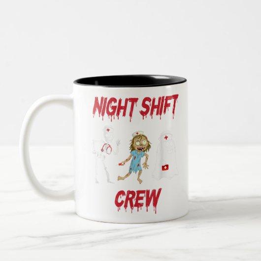 Tasse 2 Couleurs Nuit Infirmière Shift Crew Ghost Skeleton Zombie F (Gauche)