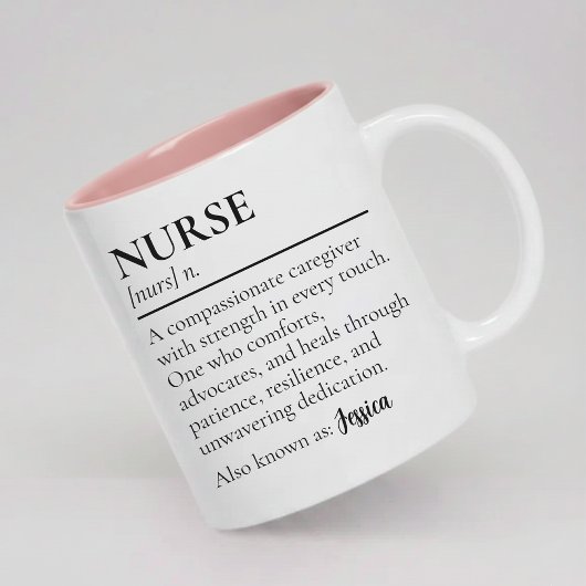 Tasse 2 Couleurs Nurse | Modern Script Nurse Definition with Name