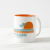 Tasse 2 Couleurs Oak Island North Carolina Sun Palm Trees (Devant droit)