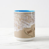 Tasse 2 Couleurs Ocean Beach Hearts avec des noms (Centre)