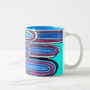 Tasse 2 Couleurs Ocean Waves aqua blue pattern