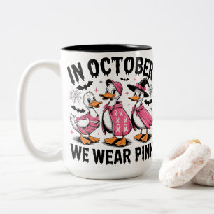 Tasse 2 Couleurs Octobre Nous Portons des Canards Halloween en Rose