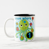 Tasse 2 Couleurs Octopus 1er Anniversaire T-shirts et cadeaux (Gauche)
