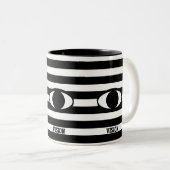 Tasse 2 Couleurs Oeil Abstrait moderne sur noir et blanc rayé (Devant droit)