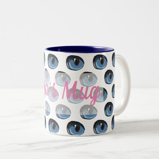 Tasse 2 Couleurs Oeil de chat bleu (Devant droit)
