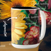 Tasse 2 Couleurs Oeillets et gerbera jaune