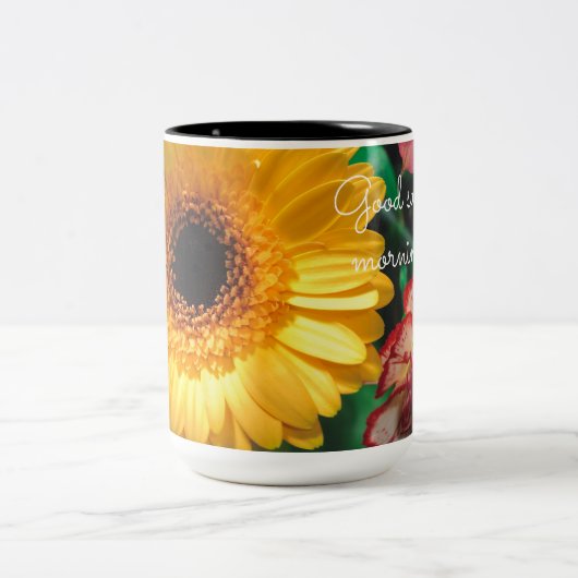 Tasse 2 Couleurs Oeillets et gerbera jaune (Centre)