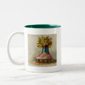 Tasse 2 Couleurs Oeufs Pâques Panier Fleurs Antique (Gauche)