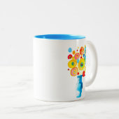 Tasse 2 Couleurs OEuvre d'aquarelle de fleurs funky (Devant droit)