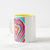 Tasse 2 Couleurs OEuvre d'aquarelle du coeur (Devant gauche)