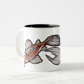 Tasse 2 Couleurs Oeuvre de Koi Pond Fish (Devant gauche)