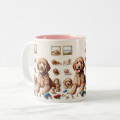 Tasse 2 Couleurs Oeuvre précieuse Goldendoodle (Devant gauche)