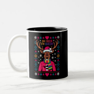 Tasse 2 Couleurs Oh Deer je suis gay LGBT Gay pride LGBTQ Ugly Xmas