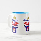 Tasse 2 Couleurs 🎅 Oh ! Sanp, Père Noël maladroit coincé dans un t (Devant gauche)