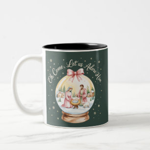 Tasse 2 Couleurs Oh venez adorons-Le Jésus Xmas Rose Coquette