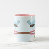 Tasse 2 Couleurs Oiseau bleu dans l'arbre en fleurs mou (Centre)