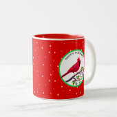 Tasse 2 Couleurs Oiseau cardinal rouge sur branche d'arbre (Devant droit)