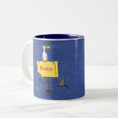 Tasse 2 Couleurs Oiseau de mer amusant entouré de dessins animés de (Devant gauche)
