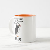 Tasse 2 Couleurs Oiseau de mer Puffin drôle (Devant gauche)
