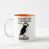 Tasse 2 Couleurs Oiseau de mer Puffin drôle (Gauche)