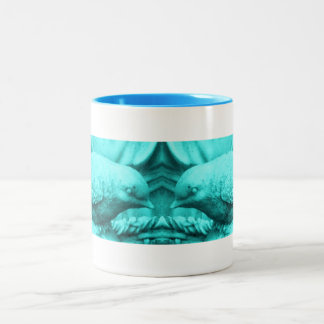 Tasse 2 Couleurs Oiseau de statuaire turquoise