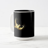 Tasse 2 Couleurs Oiseau doré sur fond noir (Devant gauche)