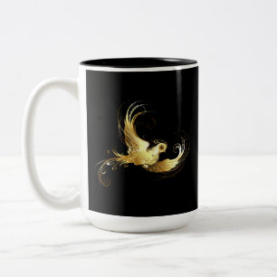 Tasse 2 Couleurs Oiseau doré sur fond noir