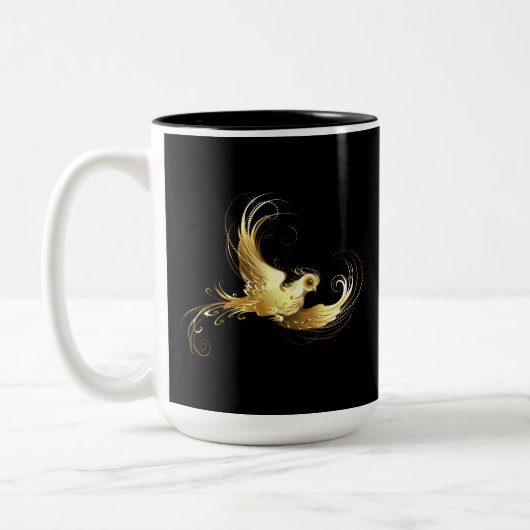 Tasse 2 Couleurs Oiseau doré sur fond noir (Gauche)