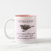 Tasse 2 Couleurs Oiseau Épervier Vos Cares Bible Verse Rose (Gauche)