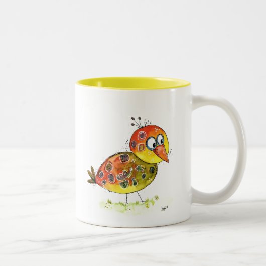 Tasse 2 Couleurs Oiseau jaune mignon (Droit)