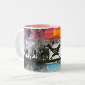 Tasse 2 Couleurs oiseau marchant (Devant gauche)