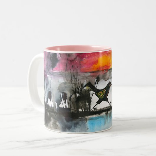 Tasse 2 Couleurs oiseau marchant (Devant gauche)