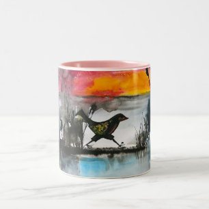 Tasse 2 Couleurs oiseau marchant