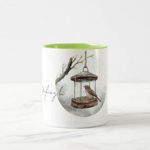 Tasse 2 Couleurs Oiseau printanier dans la mangeoire