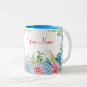 Tasse 2 Couleurs Oiseau rose bleu (Devant droit)