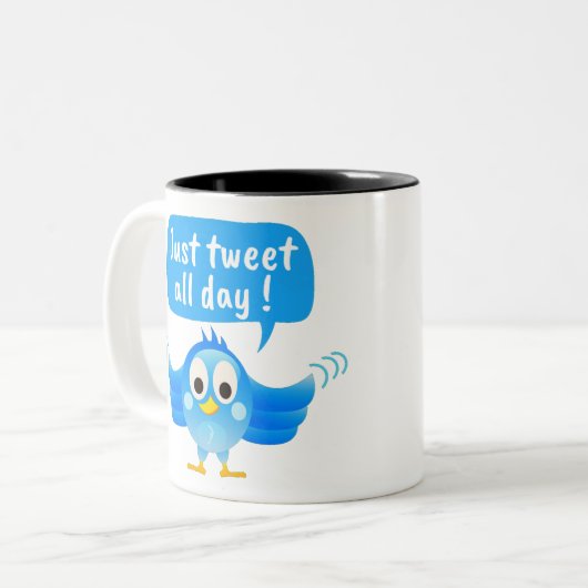 Tasse 2 Couleurs Oiseau Twitter (Devant gauche)