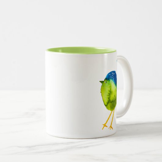 Tasse 2 Couleurs Oiseau vert mignon (Devant droit)