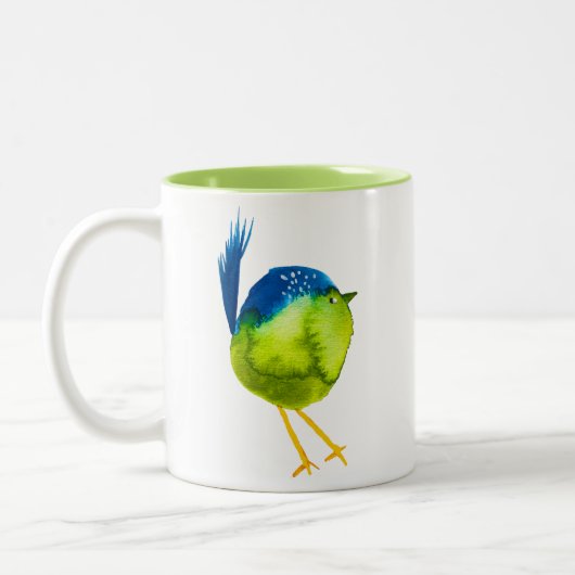 Tasse 2 Couleurs Oiseau vert mignon (Gauche)