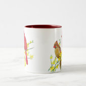 TASSE 2 COULEURS OISEAUX CARDINAUX (Centre)