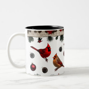 Tasse 2 Couleurs Oiseaux cardinaux classiques Tricot nordique bicol