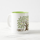 Tasse 2 Couleurs Oiseaux de brume forestier (Devant gauche)