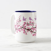 Tasse 2 Couleurs Oiseaux et fleurs de cerisier (Devant gauche)