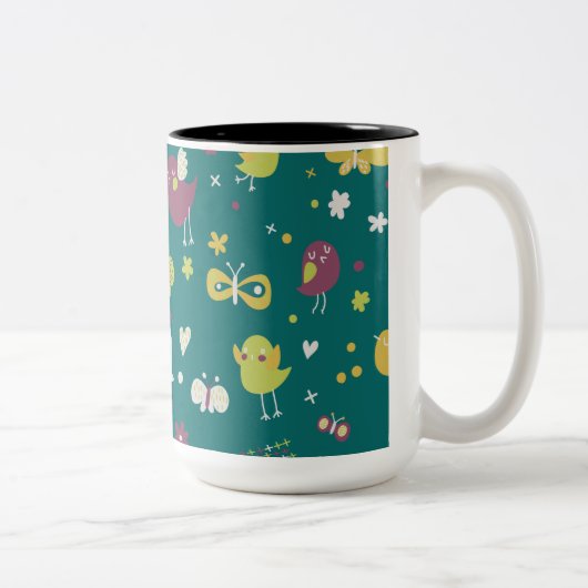 Tasse 2 Couleurs Oiseaux et papillons (Droit)