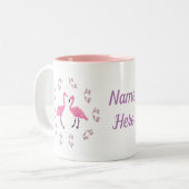Tasse 2 Couleurs Oiseaux Flamants roses roses (Devant gauche)