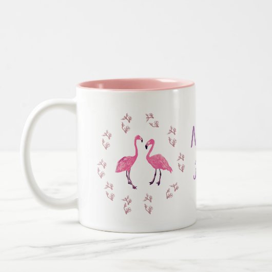 Tasse 2 Couleurs Oiseaux Flamants roses roses (Gauche)