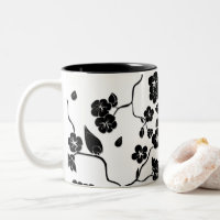 Oiseaux Motifs noirs et blancs sur les fleurs de c