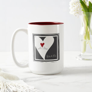 Tasse 2 Couleurs Oiseaux personnalisés rustiques modernes en amour
